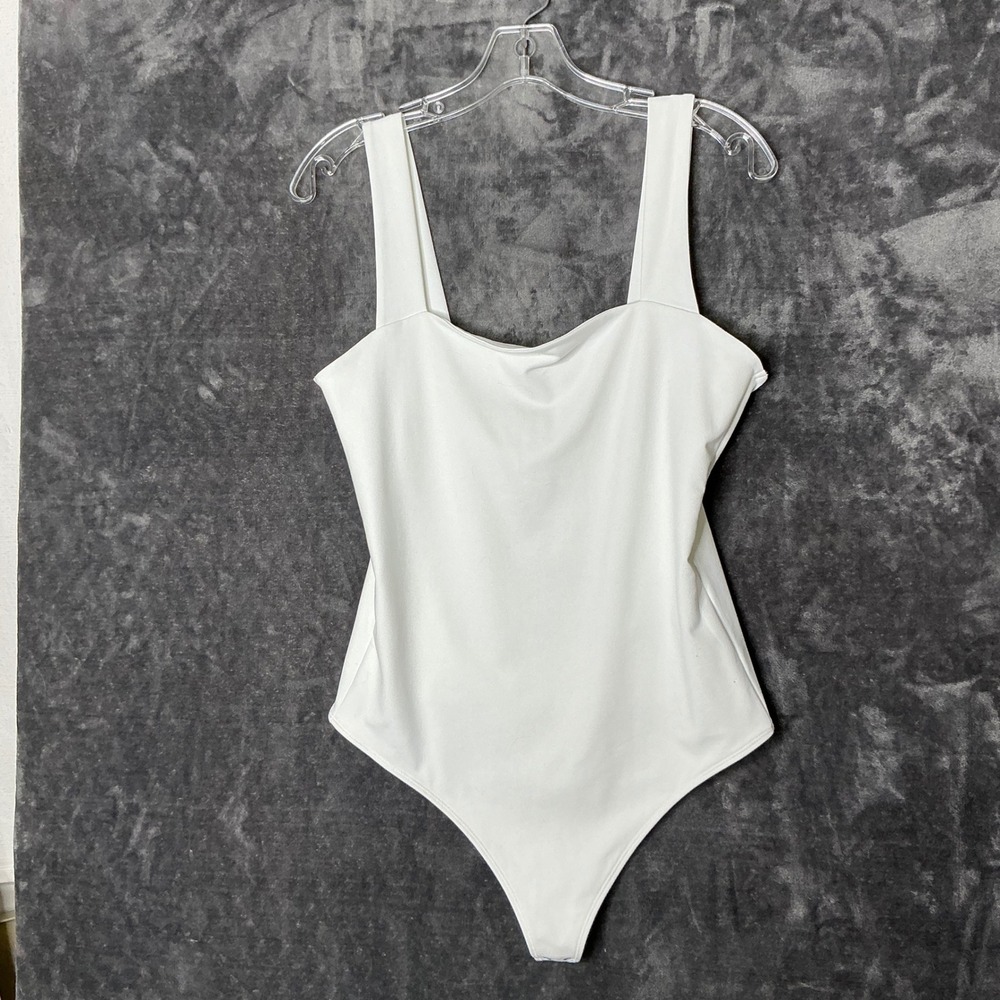 Abercrombie & Fitch Soft A&F Collection White Square Neck Bodysuit Large